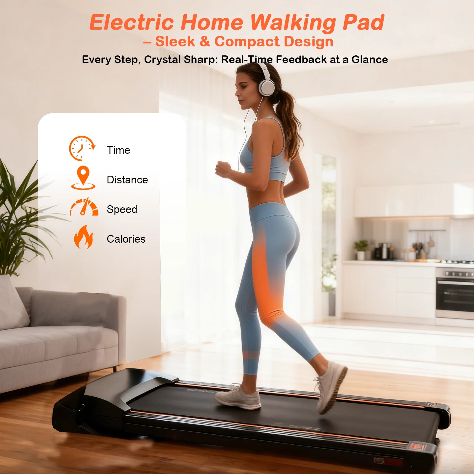 Slim Walking Pad Quiet Foldable, Non-Slip Belt