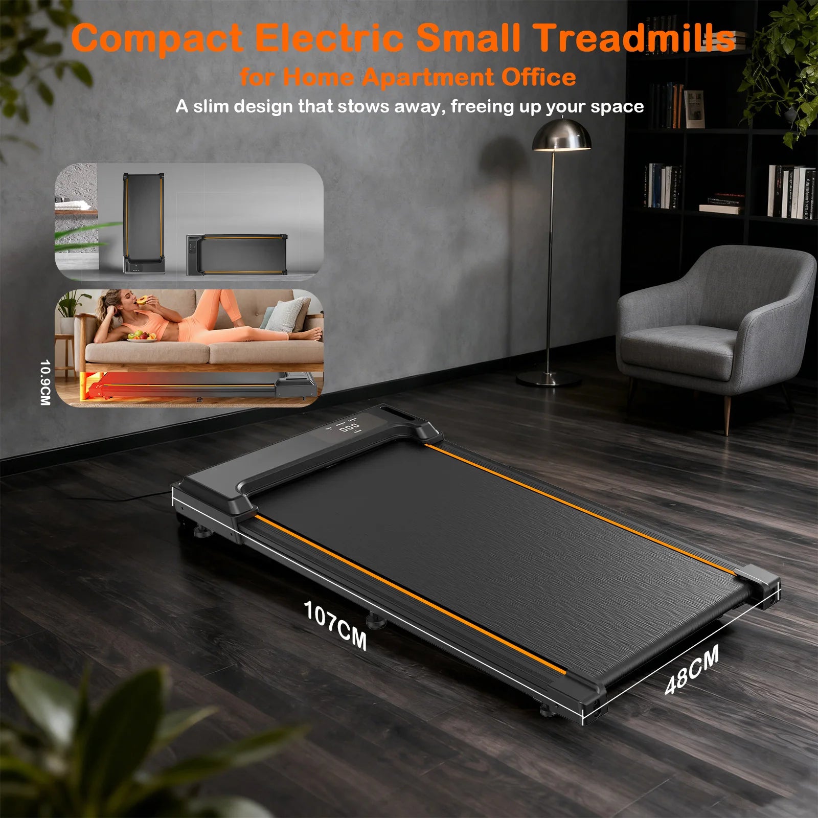 Slim Walking Pad Quiet Foldable, Non-Slip Belt