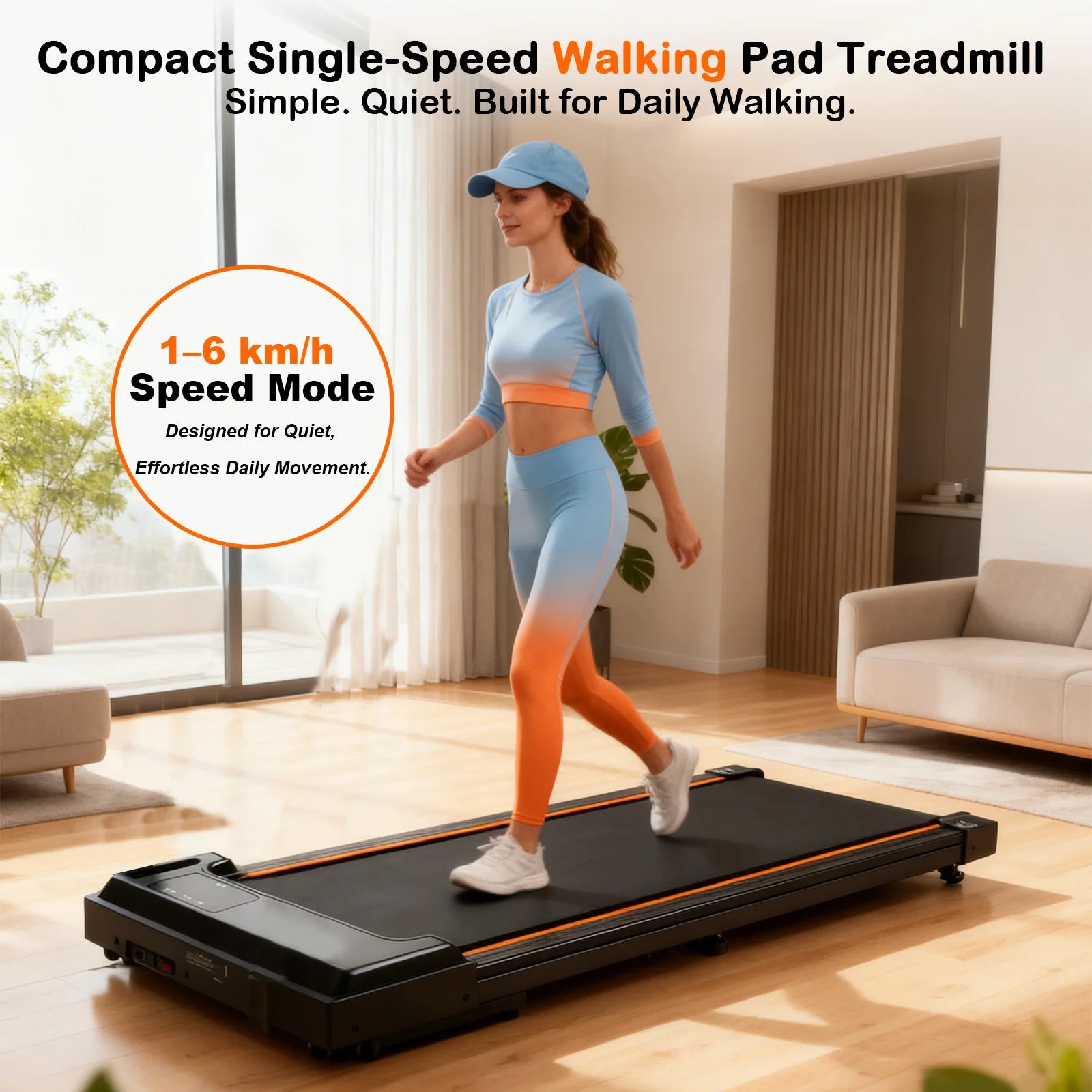 Slim Walking Pad Quiet Foldable, Non-Slip Belt