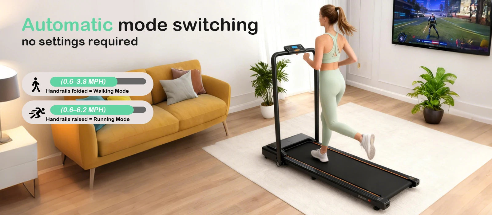 Walking Pad Speed 1-10km/h Low noise  264LBS LED Display