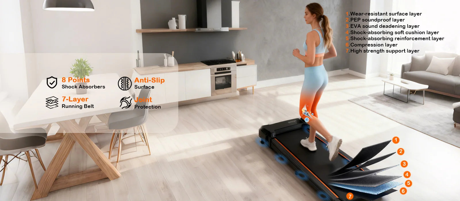 Slim Walking Pad Quiet Foldable, Non-Slip Belt