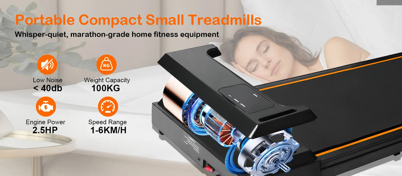 Slim Walking Pad Quiet Foldable, Non-Slip Belt