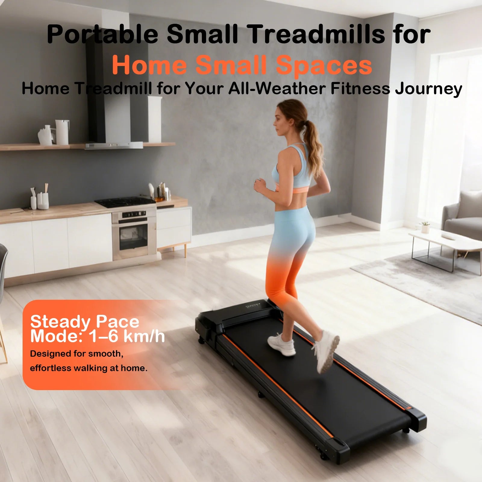 Slim Walking Pad Quiet Foldable, Non-Slip Belt