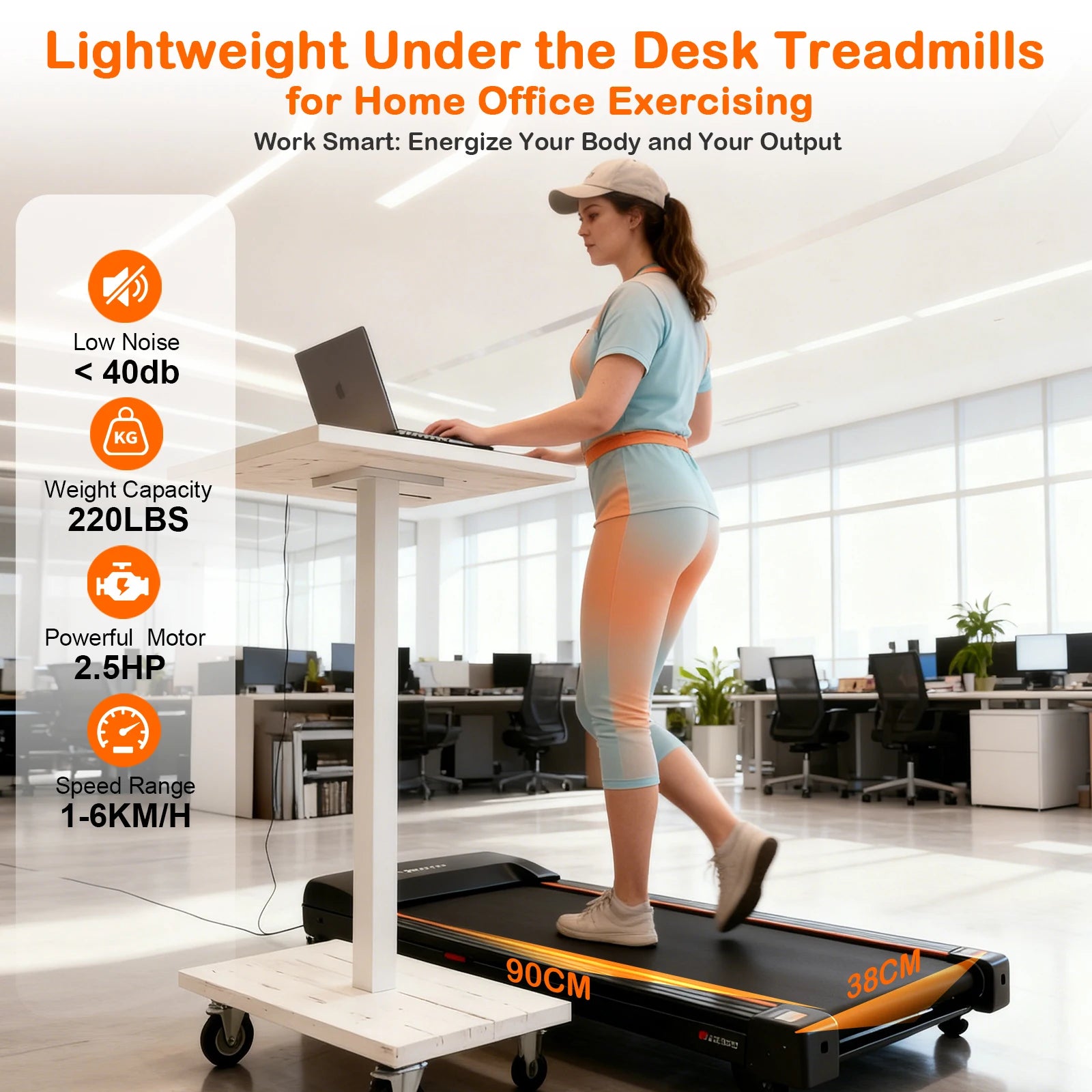 Slim Walking Pad Quiet Foldable, Non-Slip Belt