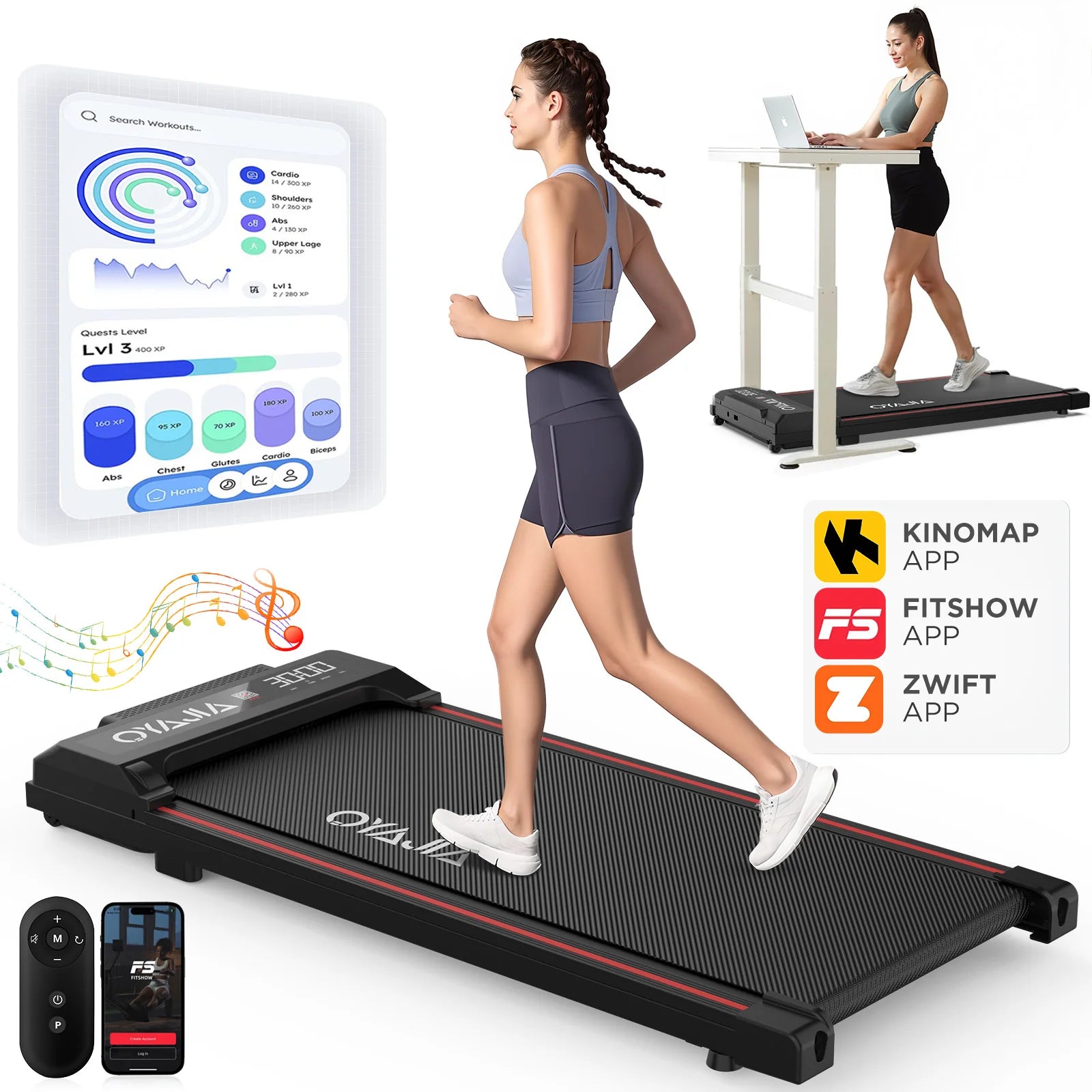 Home walking pad with remote control operation+music function