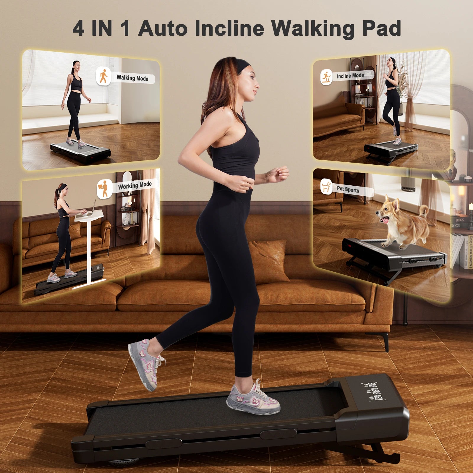 Walking pad 12 Levels Auto Incline, Motor,1-6km/h