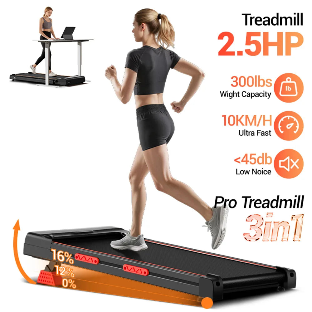 Walking Pad with 16% Incline, Triple Shock Absorption, 10km/h Speed