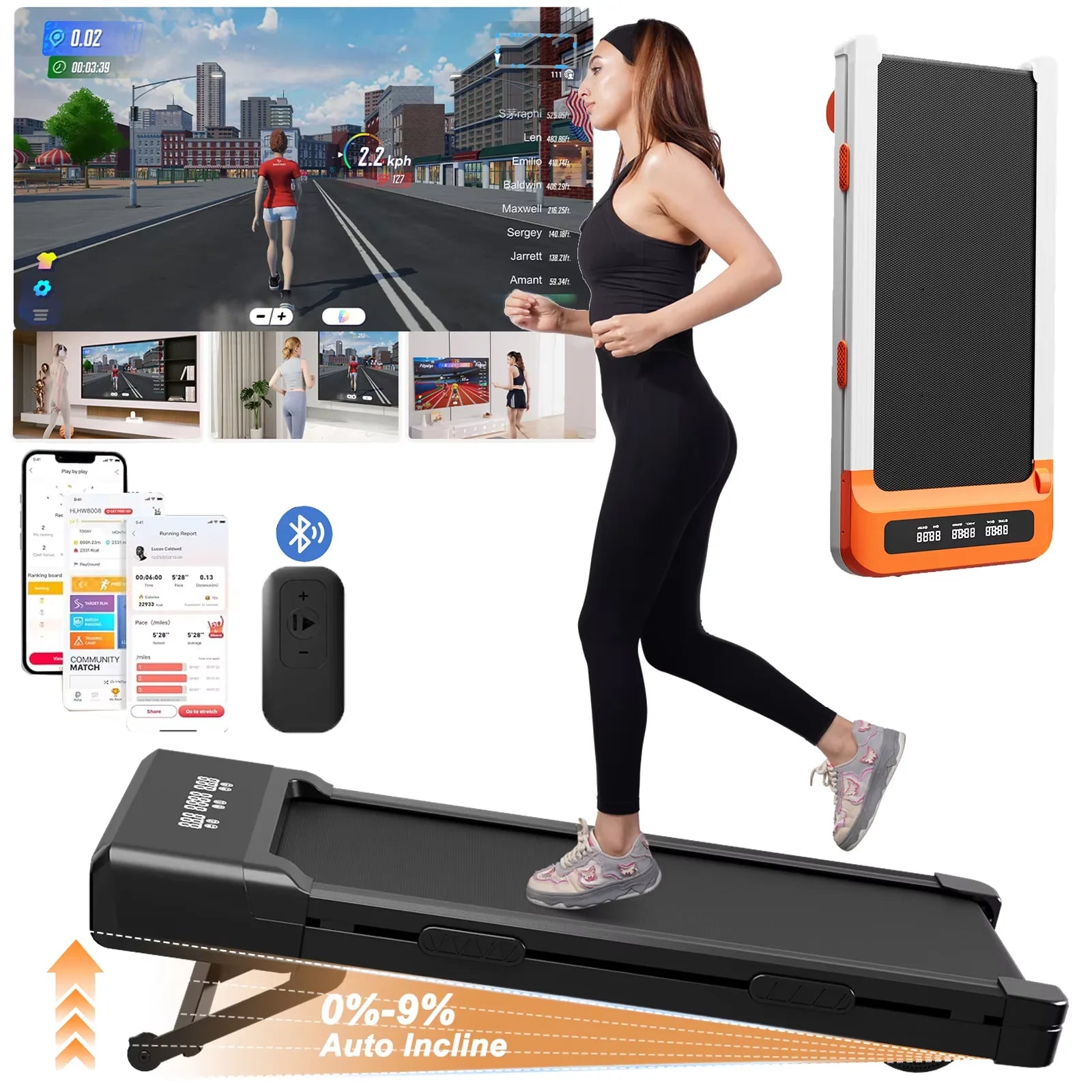 Walking pad 12 Levels Auto Incline, Motor,1-6km/h