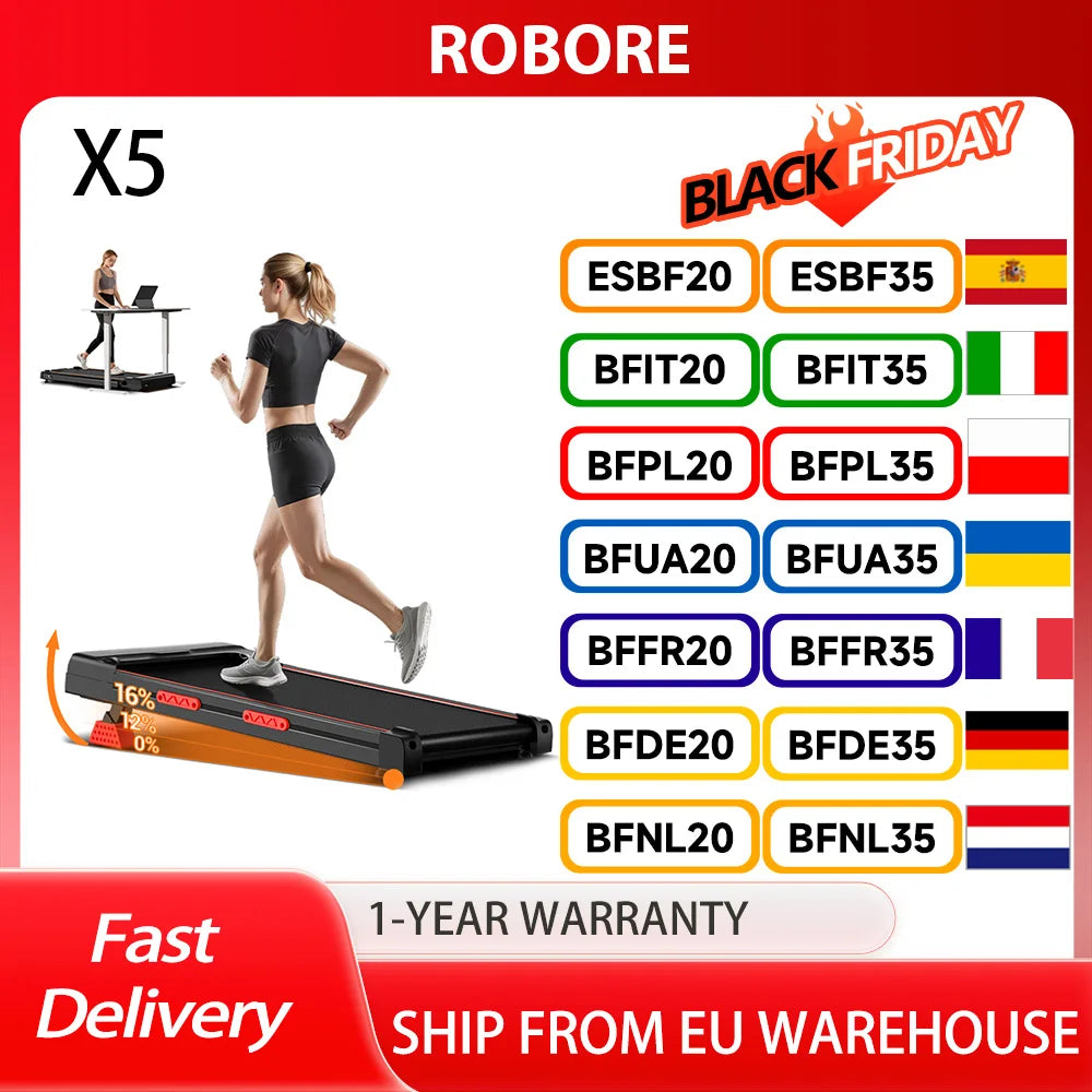 Walking Pad with 16% Incline, Triple Shock Absorption, 10km/h Speed