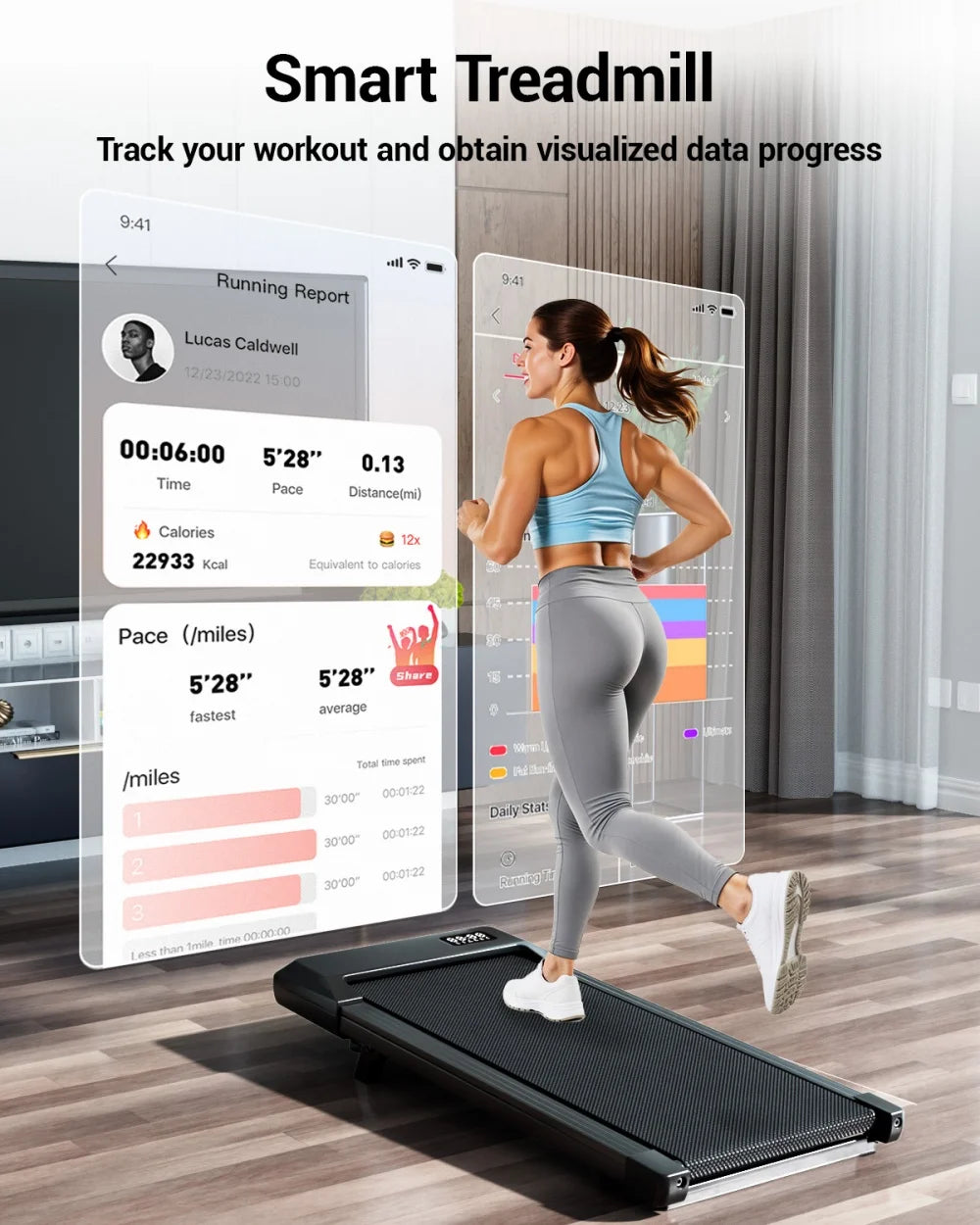 Foldable 6% Slope Under Desk  Quiet Walking Pad