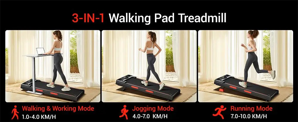 Walking Pad with 16% Incline, Triple Shock Absorption, 10km/h Speed